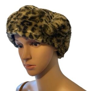 Ralph Lauren Faux Fur Cheetah Print Hat Girls